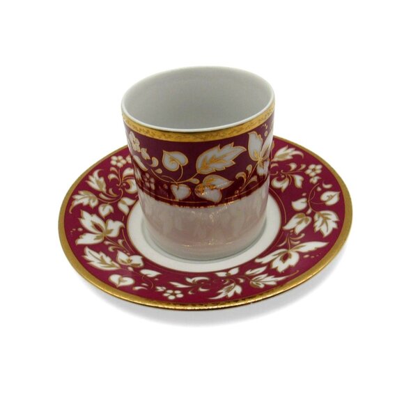 Original Bohemia DEMITASSE Espresso Cup and Saucer FLORAL Gold Accents Vintage - Picture 8 of 11